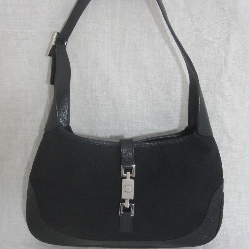 SOLD ON E BAY GUCCI black JACKIE O leather handbag